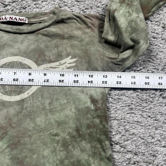 DA NANG Y2K Green Tie Dye Graphic Tee T-Shirt Long Sleeve Logo Grunge Skate XS - Picture 7 of 11